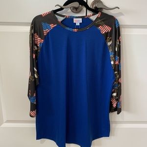 Lularoe Randy baseball tee Americana flags 2XL